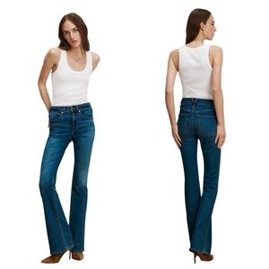 Veronica Beard Beverly Skinny Flare Jeans High Rise Bright Blue Wash